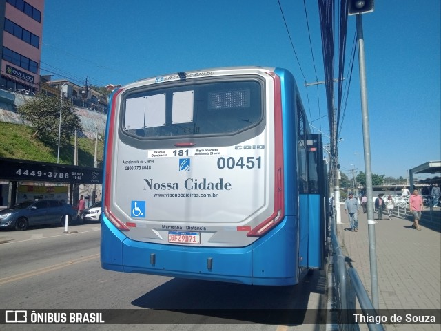 Viação Cidade de Caieiras 00451 na cidade de Franco da Rocha, São Paulo, Brasil, por Thiago de Souza. ID da foto: 11141614.