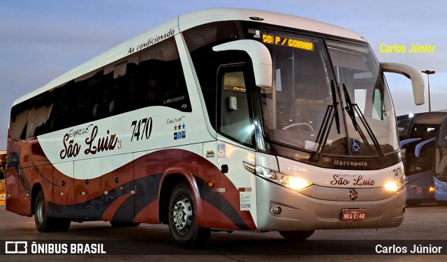 Expresso São Luiz 7470 na cidade de Goiânia, Goiás, Brasil, por Carlos Júnior. ID da foto: 11142341.