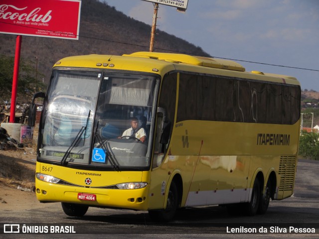 Viação Itapemirim 8647 na cidade de Taquaritinga do Norte, Pernambuco, Brasil, por Lenilson da Silva Pessoa. ID da foto: 11145001.