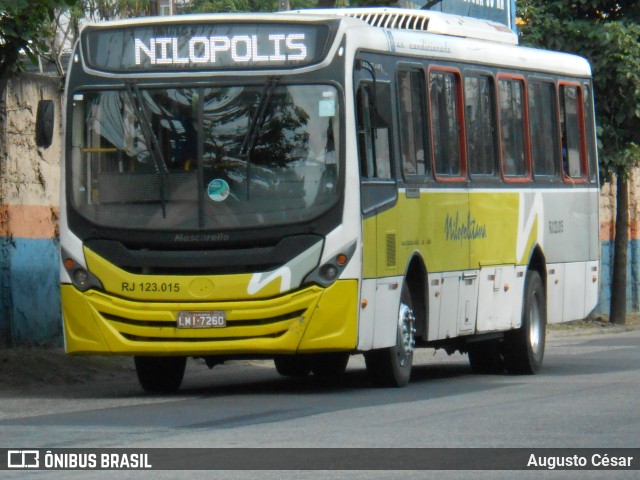 Viação Nilopolitana RJ 123.015 na cidade de Nova Iguaçu, Rio de Janeiro, Brasil, por Augusto César. ID da foto: 11146020.