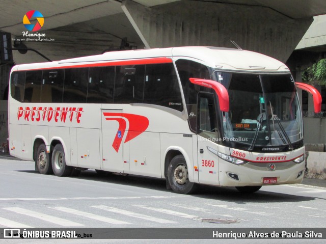 Viação Presidente 3860 na cidade de Belo Horizonte, Minas Gerais, Brasil, por Henrique Alves de Paula Silva. ID da foto: 11146767.