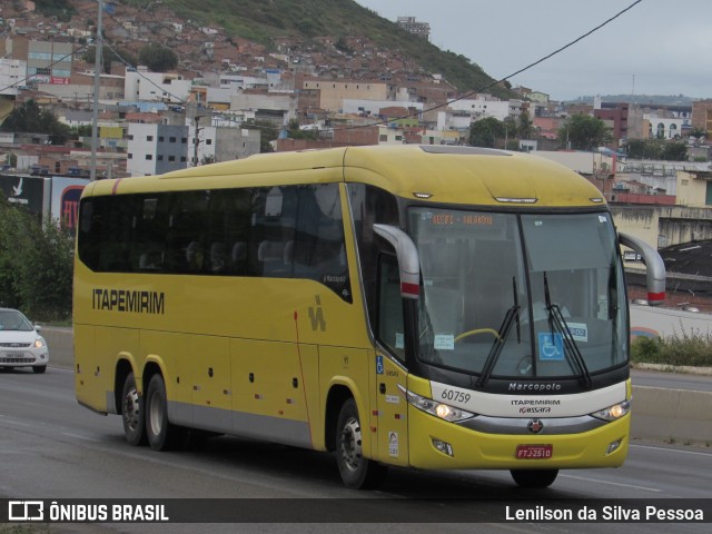 Viação Itapemirim 60759 na cidade de Caruaru, Pernambuco, Brasil, por Lenilson da Silva Pessoa. ID da foto: 11091501.