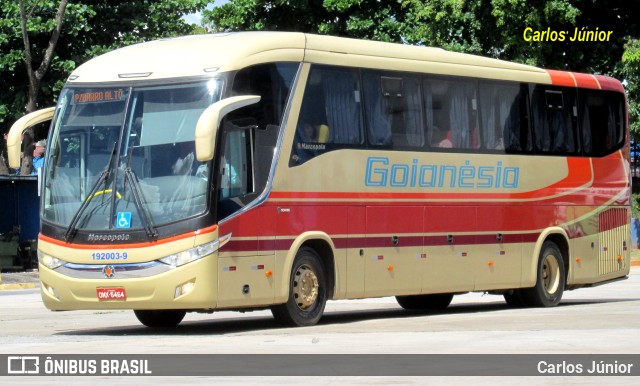 Auto Viação Goianésia 192003-9 na cidade de Goiânia, Goiás, Brasil, por Carlos Júnior. ID da foto: 11090458.