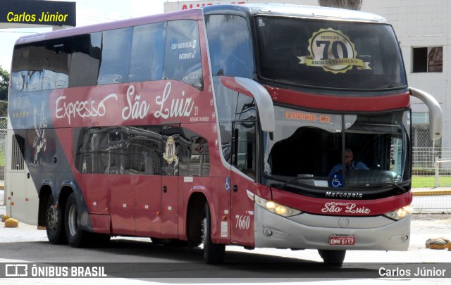 Expresso São Luiz 7660 na cidade de Goiânia, Goiás, Brasil, por Carlos Júnior. Número da foto: #11090496.