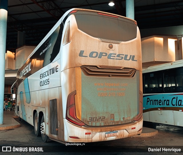 LopeSul Transportes - Lopes e Oliveira Transportes e Turismo - Lopes Sul 3022 na cidade de Rio Verde, Goiás, Brasil, por Daniel Henrique. ID da foto: 11095501.