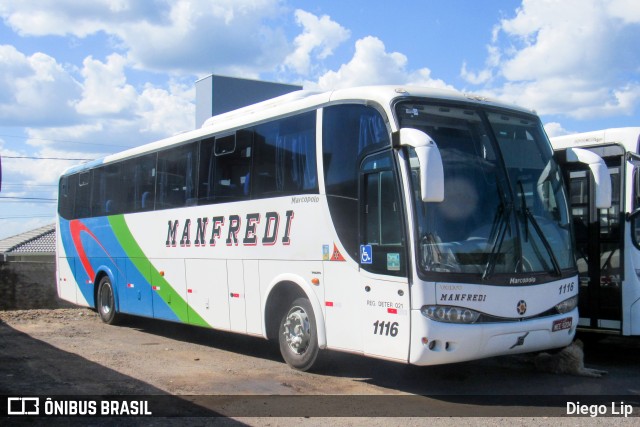 Manfredi Transportes e Turismo 1116 na cidade de Campos Novos, Santa Catarina, Brasil, por Diego Lip. ID da foto: 11097343.