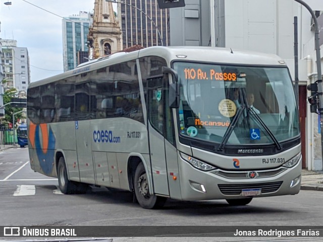 Coesa Transportes RJ 117.031 na cidade de Rio de Janeiro, Rio de Janeiro, Brasil, por Jonas Rodrigues Farias. ID da foto: 11103624.