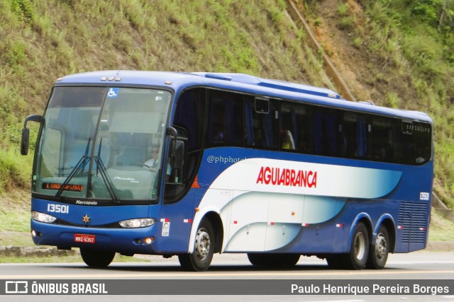 Viação Águia Branca 13501 na cidade de Paraíba do Sul, Rio de Janeiro, Brasil, por Paulo Henrique Pereira Borges. ID da foto: 11163048.