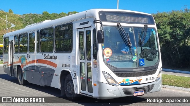 Auto Viação Salineira RJ 111.003 na cidade de Arraial do Cabo, Rio de Janeiro, Brasil, por Rodrigo  Aparecido. Número da foto: #11185966.