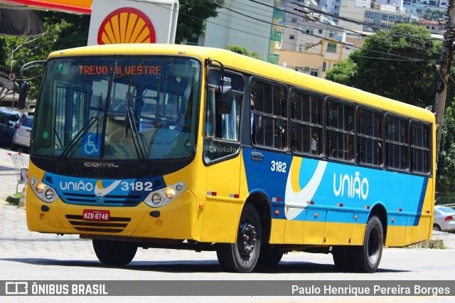 Viação União 3182 na cidade de Viçosa, Minas Gerais, Brasil, por Paulo Henrique Pereira Borges. Número da foto: #11190049.