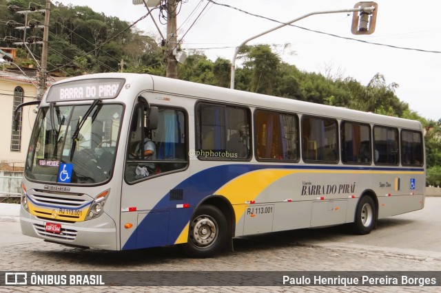 Viação Barra do Piraí Turismo RJ 113.001 na cidade de Mendes, Rio de Janeiro, Brasil, por Paulo Henrique Pereira Borges. ID da foto: 11198221.