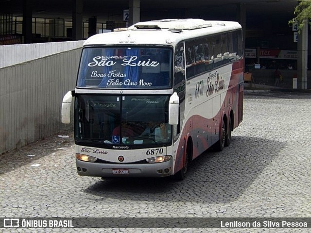 Expresso São Luiz 6870 na cidade de Caruaru, Pernambuco, Brasil, por Lenilson da Silva Pessoa. Número da foto: #11200100.