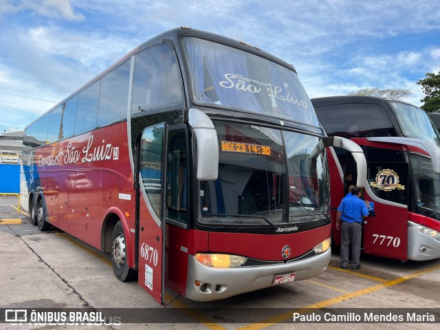 Expresso São Luiz 6870 na cidade de Goiânia, Goiás, Brasil, por Paulo Camillo Mendes Maria. Número da foto: #11202668.