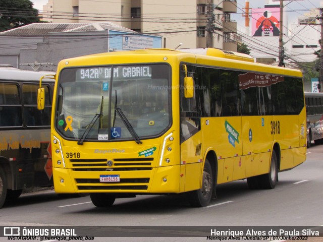 Auto Ônibus Três Irmãos 3918 na cidade de Jundiaí, São Paulo, Brasil, por Henrique Alves de Paula Silva. Número da foto: #11203854.