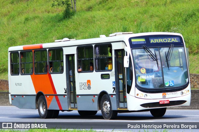 Viação Cidade do Aço RJ 174.001 na cidade de Piraí, Rio de Janeiro, Brasil, por Paulo Henrique Pereira Borges. Número da foto: #11207745.