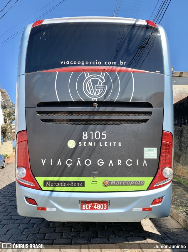 Viação Garcia 8105 na cidade de Garça, São Paulo, Brasil, por Júnior Juninho. Número da foto: #11206837.