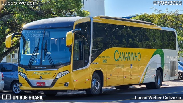 Viação Canarinho 5002 na cidade de Florianópolis, Santa Catarina, Brasil, por Lucas Weber Calizario. ID da foto: 11205965.