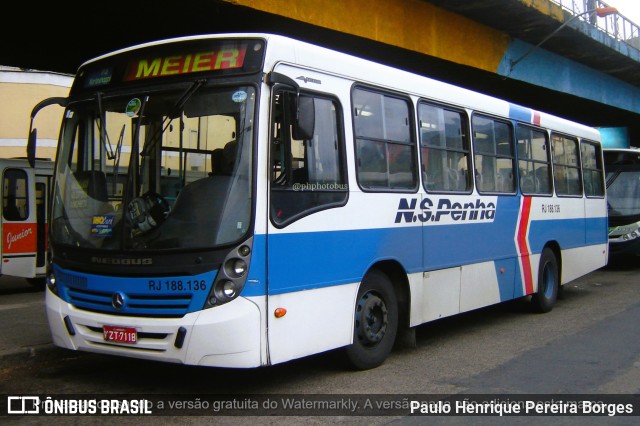 Viação Nossa Senhora da Penha RJ 188.136 na cidade de Nova Iguaçu, Rio de Janeiro, Brasil, por Paulo Henrique Pereira Borges. ID da foto: 11207598.