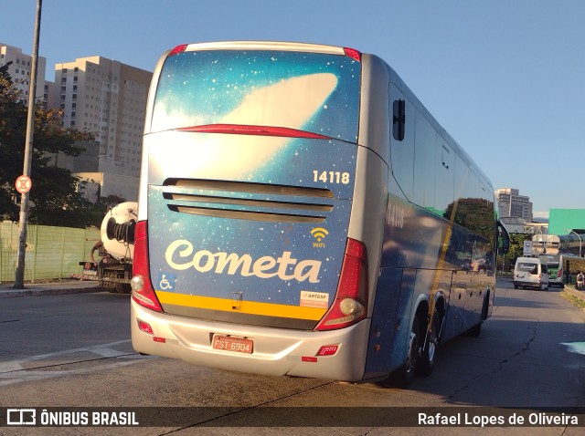 Viação Cometa 14118 na cidade de São Paulo, São Paulo, Brasil, por Rafael Lopes de Oliveira. ID da foto: 11205585.