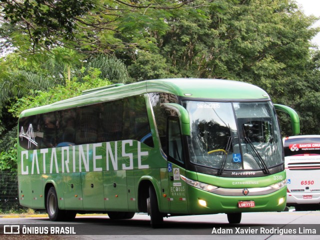 Auto Viação Catarinense 3310 na cidade de São Paulo, São Paulo, Brasil, por Adam Xavier Rodrigues Lima. Número da foto: #11206943.