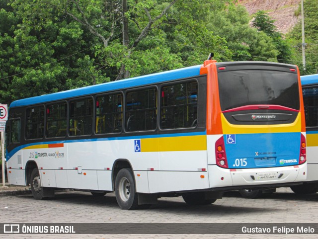 Transcol - Transportes Coletivos Ltda. .015 na cidade de Recife, Pernambuco, Brasil, por Gustavo Felipe Melo. ID da foto: 11209280.