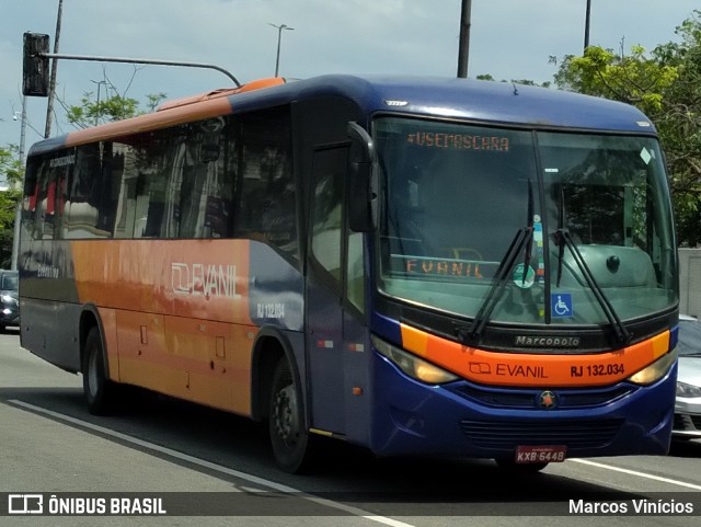 Evanil Transportes e Turismo RJ 132.034 na cidade de Rio de Janeiro, Rio de Janeiro, Brasil, por Marcos Vinícios. Número da foto: #11212690.