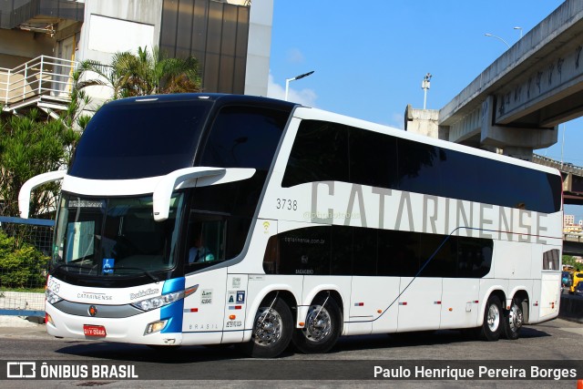 Auto Viação Catarinense 3738 na cidade de Rio de Janeiro, Rio de Janeiro, Brasil, por Paulo Henrique Pereira Borges. ID da foto: 11216696.