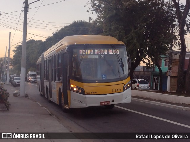 Viação Metrópole Paulista - Zona Leste 3 2471 na cidade de São Paulo, São Paulo, Brasil, por Rafael Lopes de Oliveira. Número da foto: #11223596.