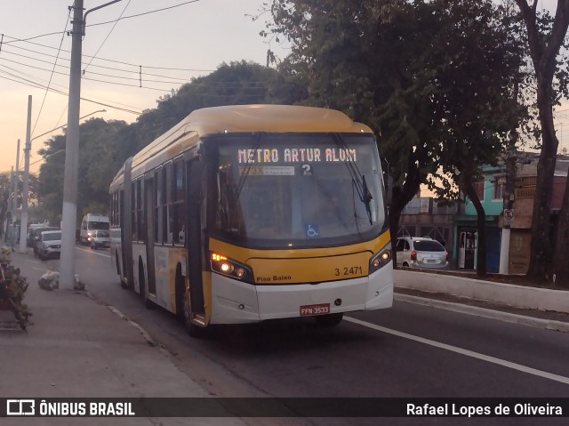 Viação Metrópole Paulista - Zona Leste 3 2471 na cidade de São Paulo, São Paulo, Brasil, por Rafael Lopes de Oliveira. ID da foto: 11223596.