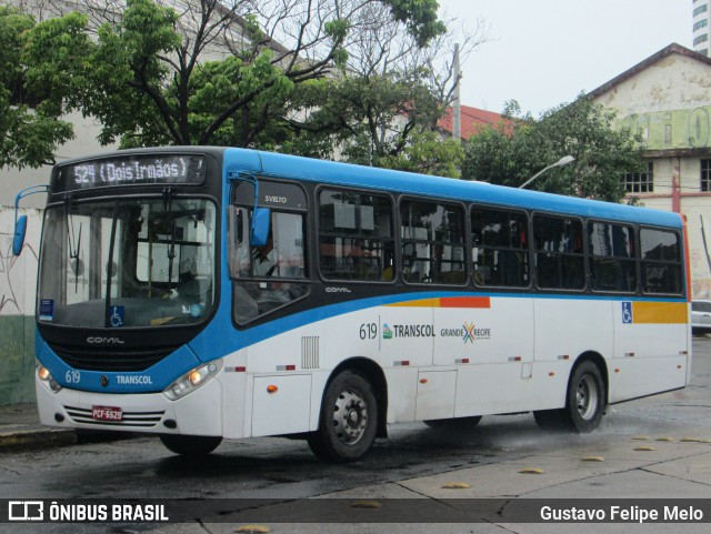 Transcol - Transportes Coletivos Ltda. 619 na cidade de Recife, Pernambuco, Brasil, por Gustavo Felipe Melo. Número da foto: #11224583.