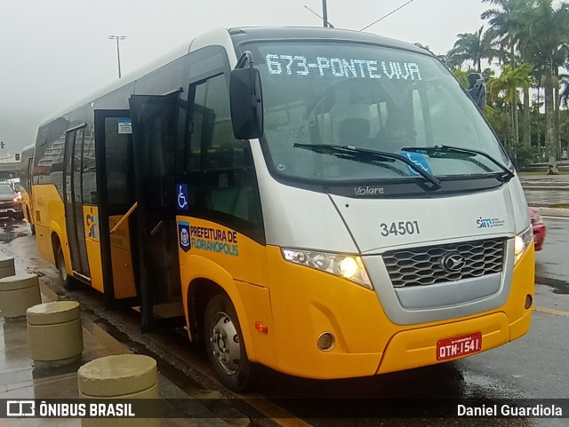 Transporte Coletivo Estrela 34501 na cidade de Florianópolis, Santa Catarina, Brasil, por Daniel Guardiola. ID da foto: 11224658.