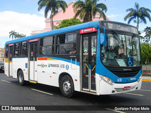 Transcol - Transportes Coletivos Ltda. 618 na cidade de Recife, Pernambuco, Brasil, por Gustavo Felipe Melo. Número da foto: #11235351.