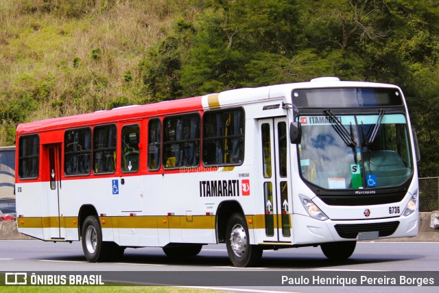 Expresso Itamarati 6736 na cidade de Piraí, Rio de Janeiro, Brasil, por Paulo Henrique Pereira Borges. Número da foto: #11170926.