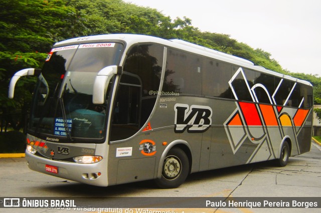 VB Transportes e Turismo 3010 na cidade de São Paulo, São Paulo, Brasil, por Paulo Henrique Pereira Borges. Número da foto: #11180908.