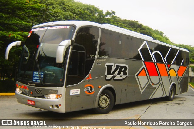 VB Transportes e Turismo 3010 na cidade de São Paulo, São Paulo, Brasil, por Paulo Henrique Pereira Borges. ID da foto: 11180908.