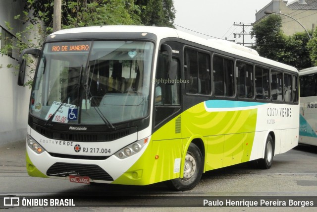 Costa Verde Transportes RJ 217.004 na cidade de Rio de Janeiro, Rio de Janeiro, Brasil, por Paulo Henrique Pereira Borges. ID da foto: 11273074.