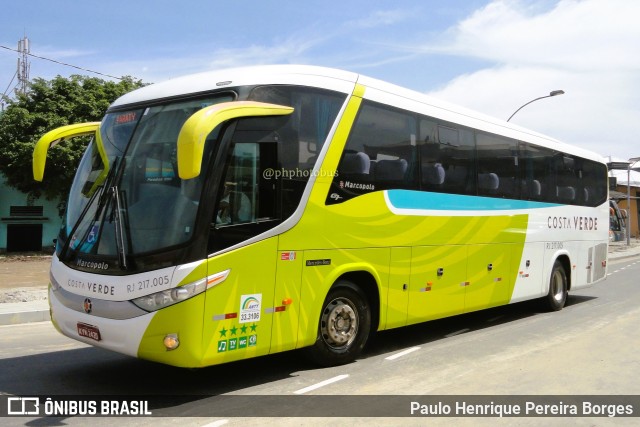 Costa Verde Transportes RJ 217.005 na cidade de Rio de Janeiro, Rio de Janeiro, Brasil, por Paulo Henrique Pereira Borges. ID da foto: 11273092.