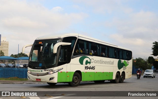 Viação Continental de Transportes 19445 na cidade de São Paulo, São Paulo, Brasil, por Francisco Ivano. ID da foto: 11274592.