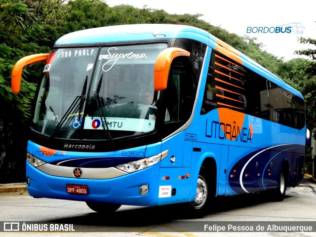 Litorânea Transportes Coletivos 5360 na cidade de São Paulo, São Paulo, Brasil, por Felipe Pessoa de Albuquerque. Número da foto: #11274912.