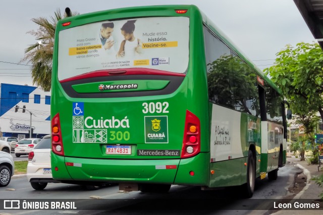 Expresso Caribus Transportes 3092 na cidade de Cuiabá, Mato Grosso, Brasil, por Leon Gomes. ID da foto: 11280994.