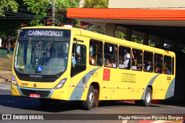 TCGL - Transportes Coletivos Grande Londrina 3329 na cidade de Londrina, Paraná, Brasil, por Paulo Henrique Pereira Borges. Número da foto: #11287930.