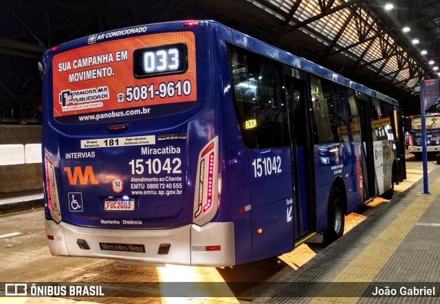 Viação Miracatiba 15.1042 na cidade de São Paulo, São Paulo, Brasil, por João Gabriel. ID da foto: 11285983.