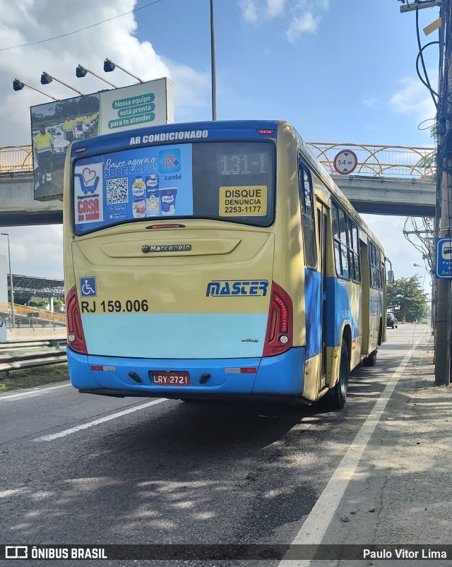 Master Transportes Coletivos de Passageiros RJ 159.006 na cidade de Rio de Janeiro, Rio de Janeiro, Brasil, por Paulo Vitor Lima. Número da foto: #11245639.
