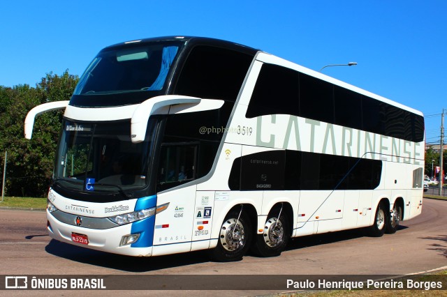 Auto Viação Catarinense 3519 na cidade de Curitiba, Paraná, Brasil, por Paulo Henrique Pereira Borges. ID da foto: 11298209.