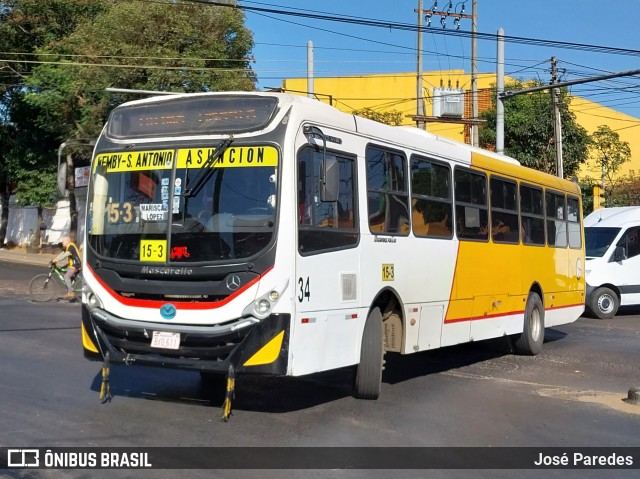 Automotores Guarani - Línea 15 34 na cidade de Ñemby, Central, Paraguai, por José Paredes. Número da foto: #11302008.