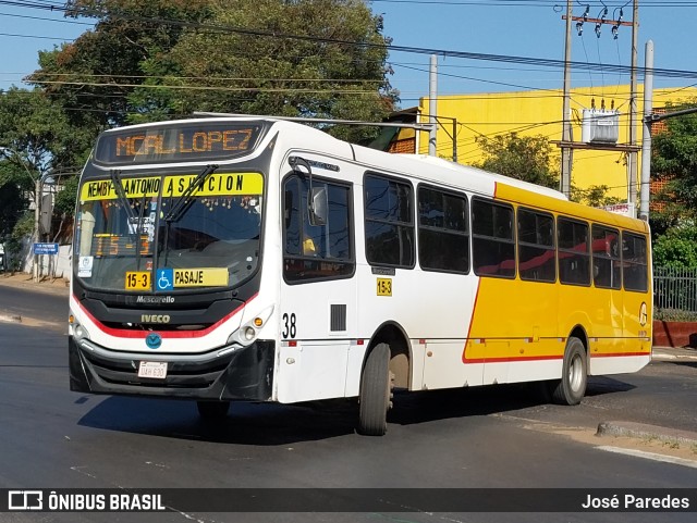 Automotores Guarani - Línea 15 38 na cidade de Ñemby, Central, Paraguai, por José Paredes. Número da foto: #11302010.