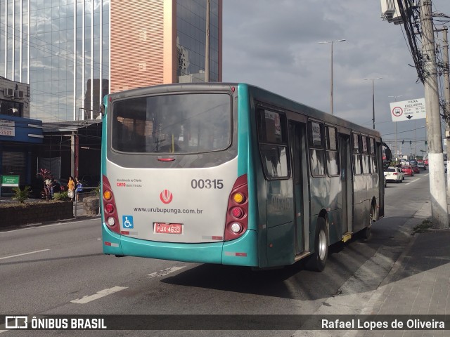 Auto Viação Urubupungá 00315 na cidade de Osasco, São Paulo, Brasil, por Rafael Lopes de Oliveira. ID da foto: 11302340.