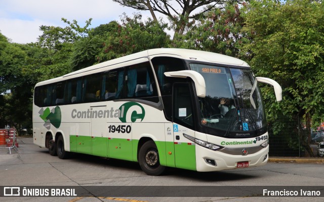 Viação Continental de Transportes 19450 na cidade de São Paulo, São Paulo, Brasil, por Francisco Ivano. ID da foto: 11305607.