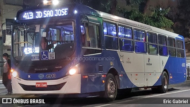 Onicamp Transporte Coletivo 4913 na cidade de Campinas, São Paulo, Brasil, por Eric Gabriel. Número da foto: #11305545.