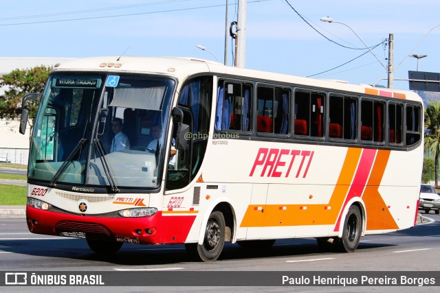 Viação Pretti 6200 na cidade de Vitória, Espírito Santo, Brasil, por Paulo Henrique Pereira Borges. ID da foto: 11311158.